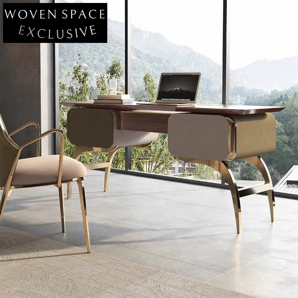 Nordic Luxury Walnut Wood Executive Office Study Home Hotel Desk