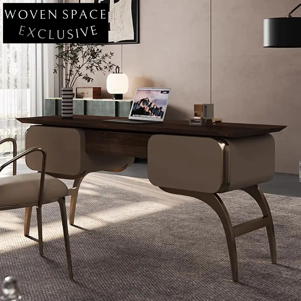 Nordic Luxury Walnut Wood Executive Office Study Home Hotel Desk