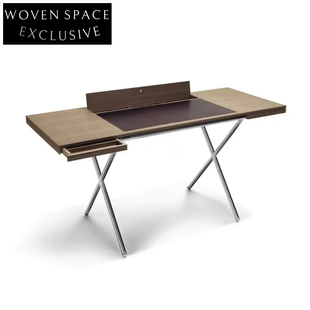 Nordic Luxury Wooden Office Desk with Steel Legs - Rectangular Computer Desk