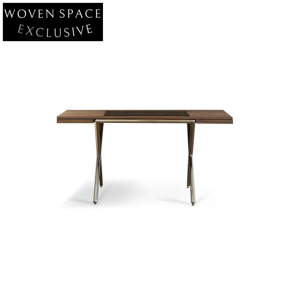 Nordic Luxury Wooden Office Desk with Steel Legs - Rectangular Computer Desk