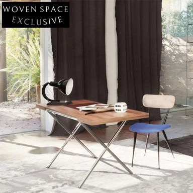 Nordic Luxury Wooden Office Desk with Steel Legs - Rectangular Computer Desk