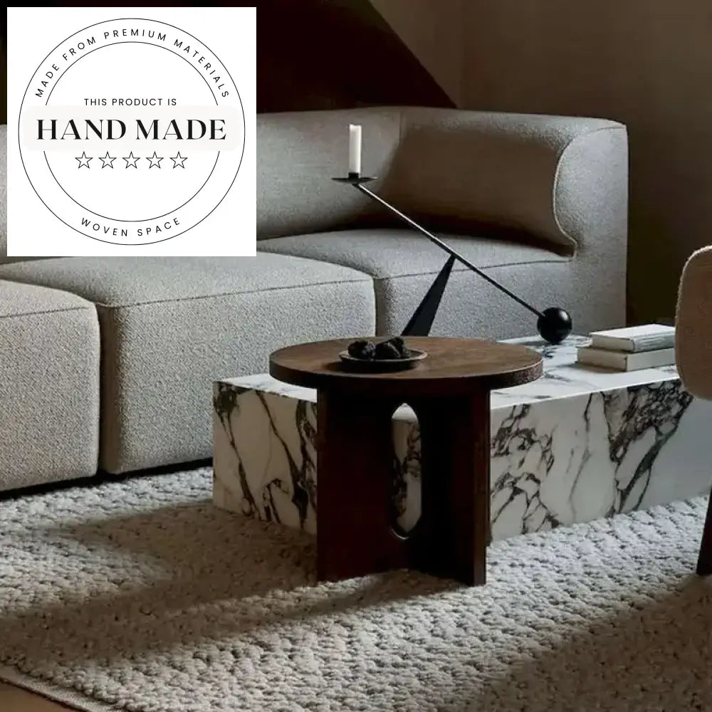 Nordic Marble Top and Solid Wood Round Hotel Side Table