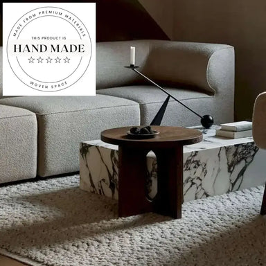 Nordic Marble Top and Solid Wood Round Hotel Side Table