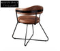 Nordic medieval style leather round chair iron creative dining chair industrial style designer retro backrest study