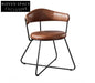 Nordic medieval style leather round chair iron creative dining chair industrial style designer retro backrest study