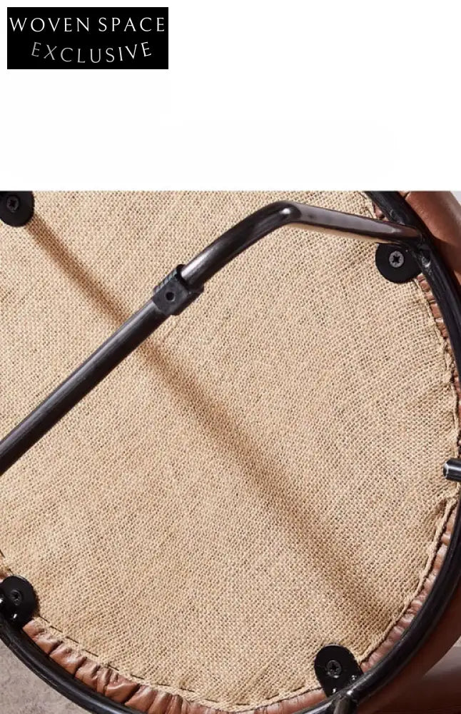 Nordic medieval style leather round chair iron creative dining chair industrial style designer retro backrest study