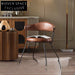 Nordic medieval style leather round chair iron creative dining chair industrial style designer retro backrest study