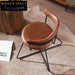 Nordic medieval style leather round chair iron creative dining chair industrial style designer retro backrest study