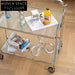 Nordic Minimalist 3-Tier Glass Metal Rolling Trolley Cart Coffee Table