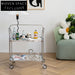 Nordic Minimalist 3-Tier Glass Metal Rolling Trolley Cart Coffee Table