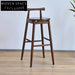 Nordic Minimalist Leather Upholstery Solid Wood High Back Kitchen Bar Stool