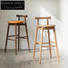 Nordic Minimalist Leather Upholstery Solid Wood High Back Kitchen Bar Stool