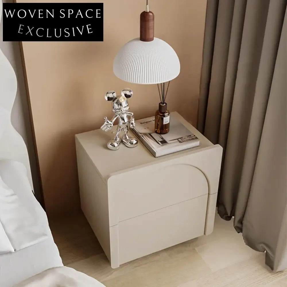 Nordic Minimalist Nightstand Cabinet with 2 Drawers for Bedroom Storage Table