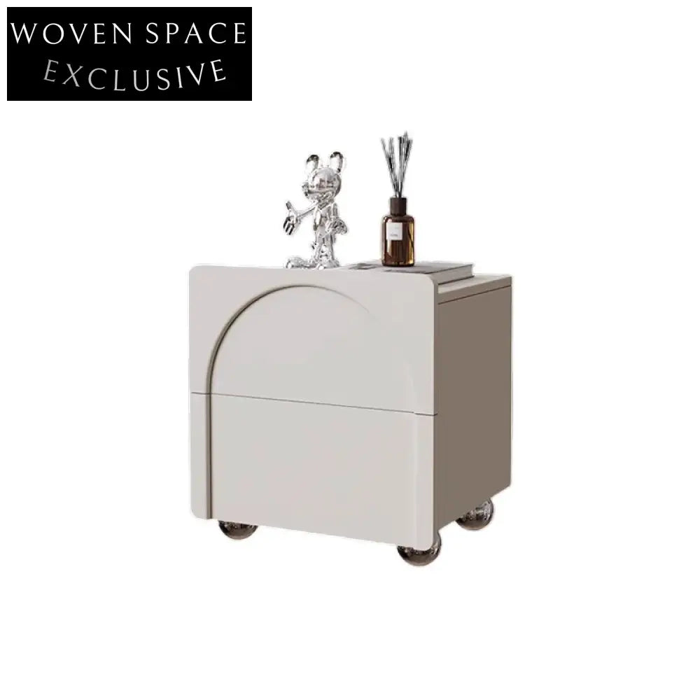Nordic Minimalist Nightstand Cabinet with 2 Drawers for Bedroom Storage Table