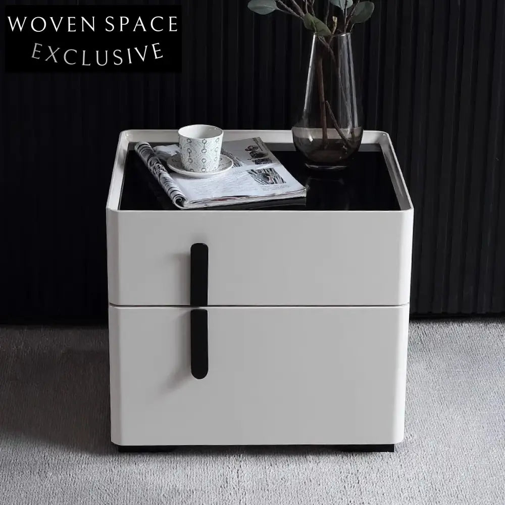 Nordic Minimalist Oak Wood 2-Drawer Nightstand, Durable Bedroom Storage Side Table