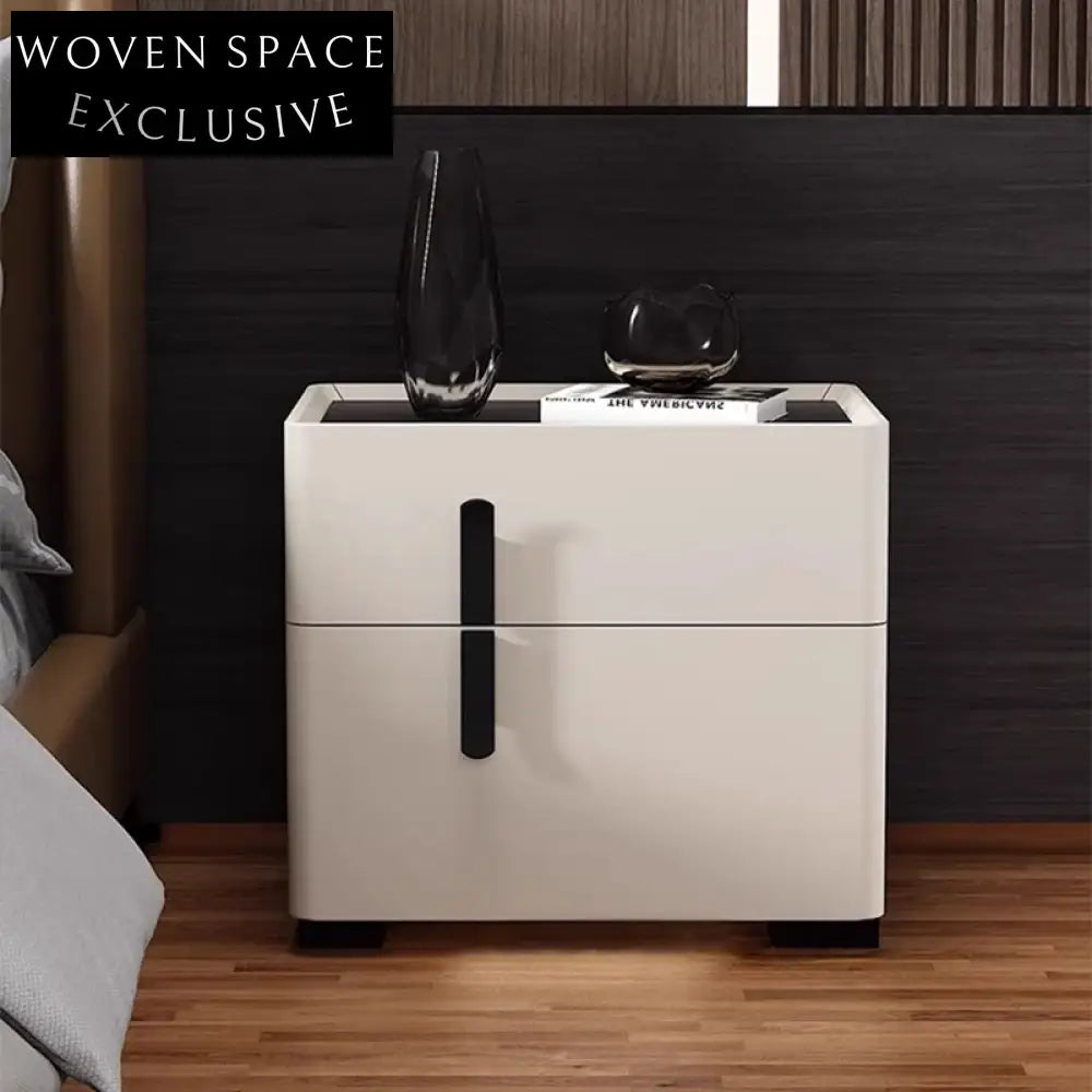 Nordic Minimalist Oak Wood Nightstand with 2 Drawers for Bedroom Storage
