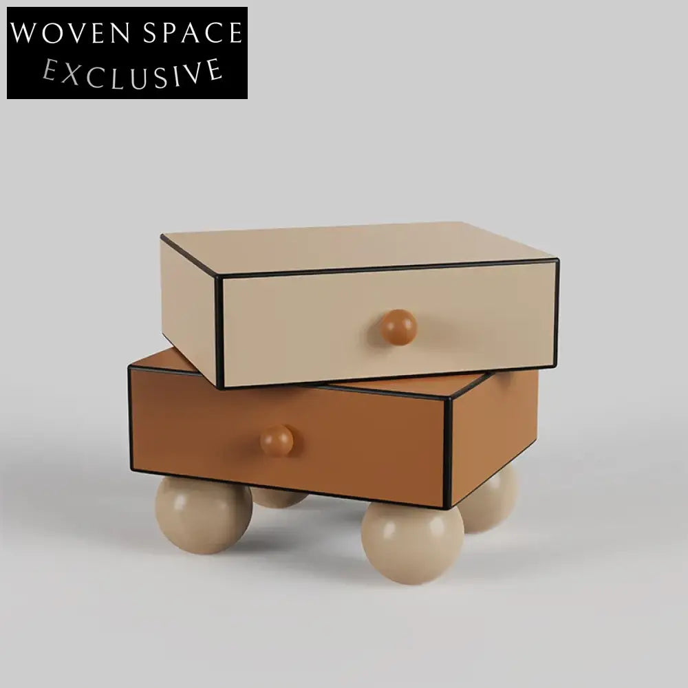 Nordic Minimalist Rotating Wooden Bedside Cabinet with Storage Drawer Nightstand