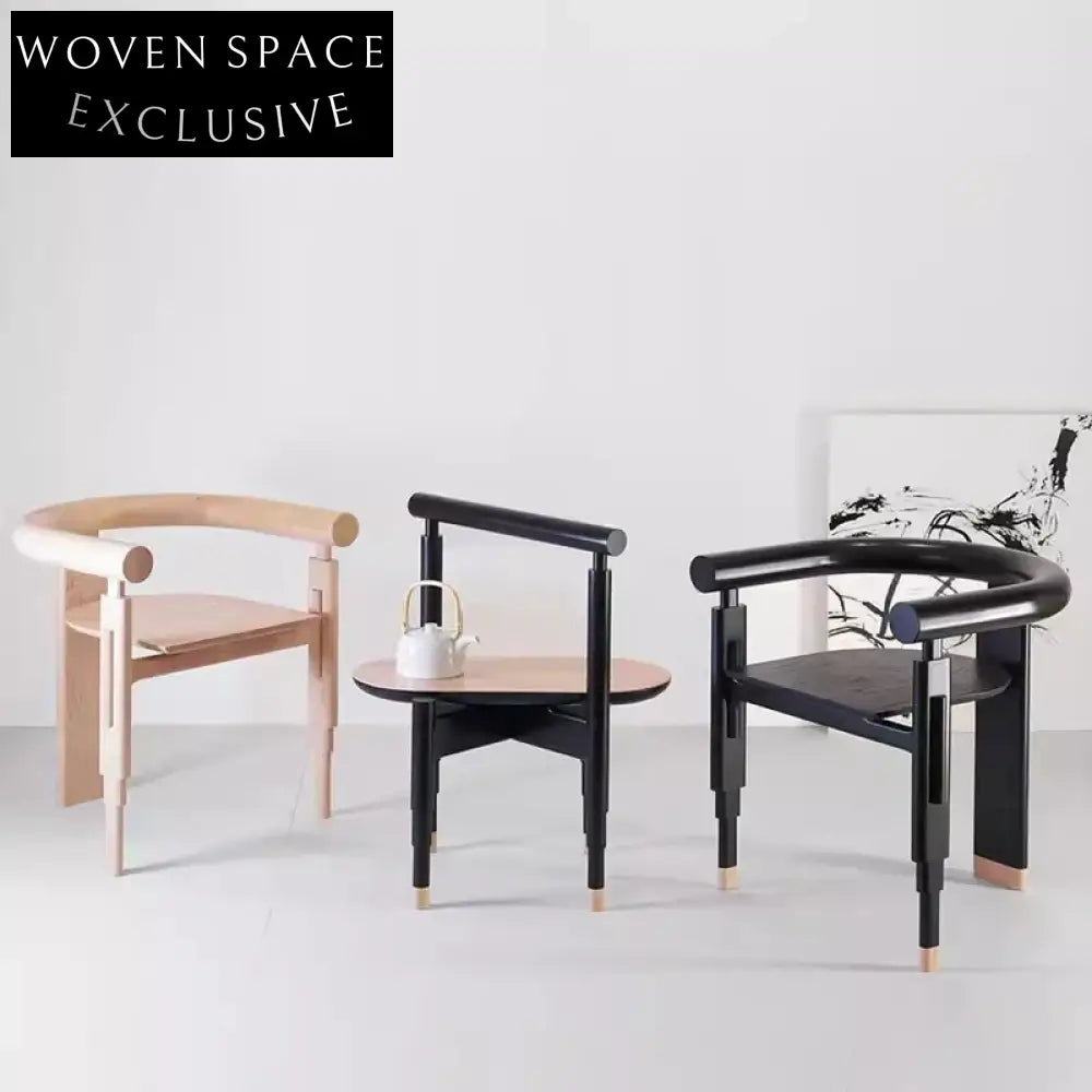 Nordic Minimalist Solid Wooden Armchair Light Luxury Design Restaurant Dining Chair