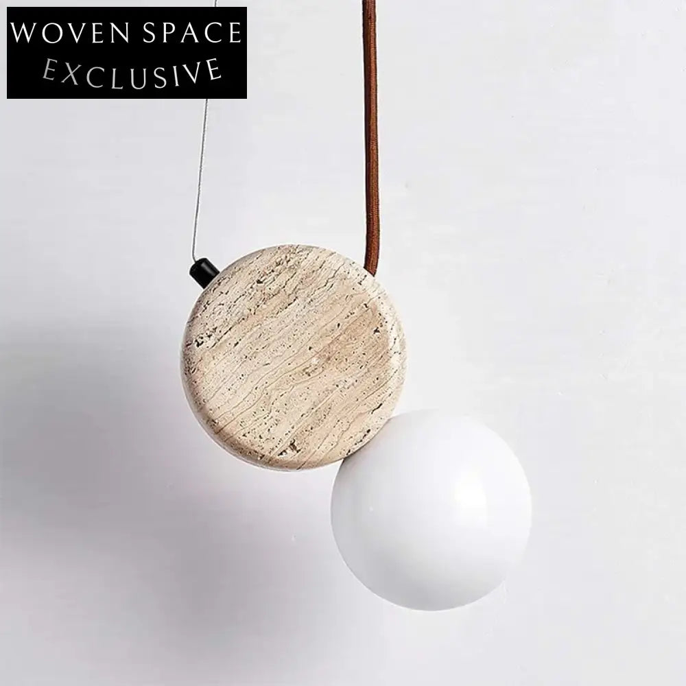 Nordic Minimalist Spherical Glass & Travertine Pendant Light Chandelier
