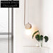 Nordic Minimalist Spherical Glass & Travertine Pendant Light Chandelier