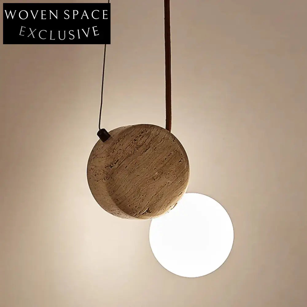 Nordic Minimalist Spherical Glass & Travertine Pendant Light Chandelier