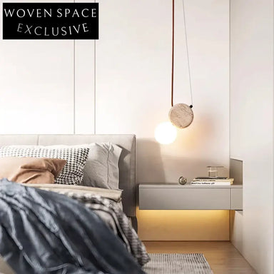 Nordic Minimalist Spherical Glass & Travertine Pendant Light Chandelier