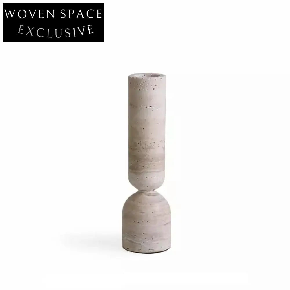 Nordic Minimalist Travertine Cylindrical Candle Holder | Elegant Living Room Decor