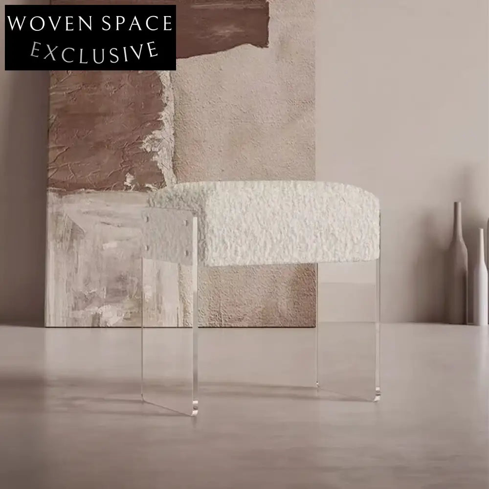 Nordic Minimalist Upholstered Rectangle Ottoman Bench with Acrylic Base