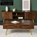 Nordic Minimalist Walnut Wood Media Console with Metal Legs Storage TV Stand