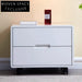 Nordic Minimalist White Square Bedside Table with 2 Storage Drawers