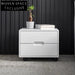 Nordic Minimalist White Square Bedside Table with 2 Storage Drawers