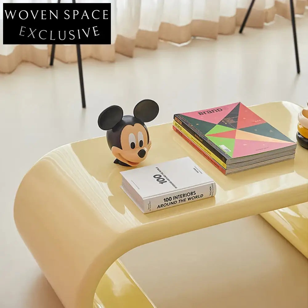 Nordic Modern Apartment Solid Wood Living Room Yellow Accent Coffee Table