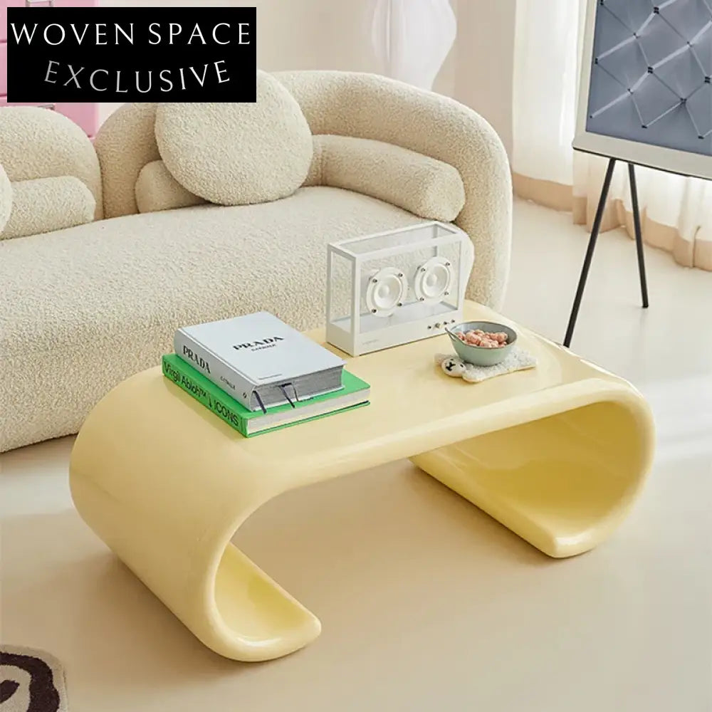 Nordic Modern Apartment Solid Wood Living Room Yellow Accent Coffee Table