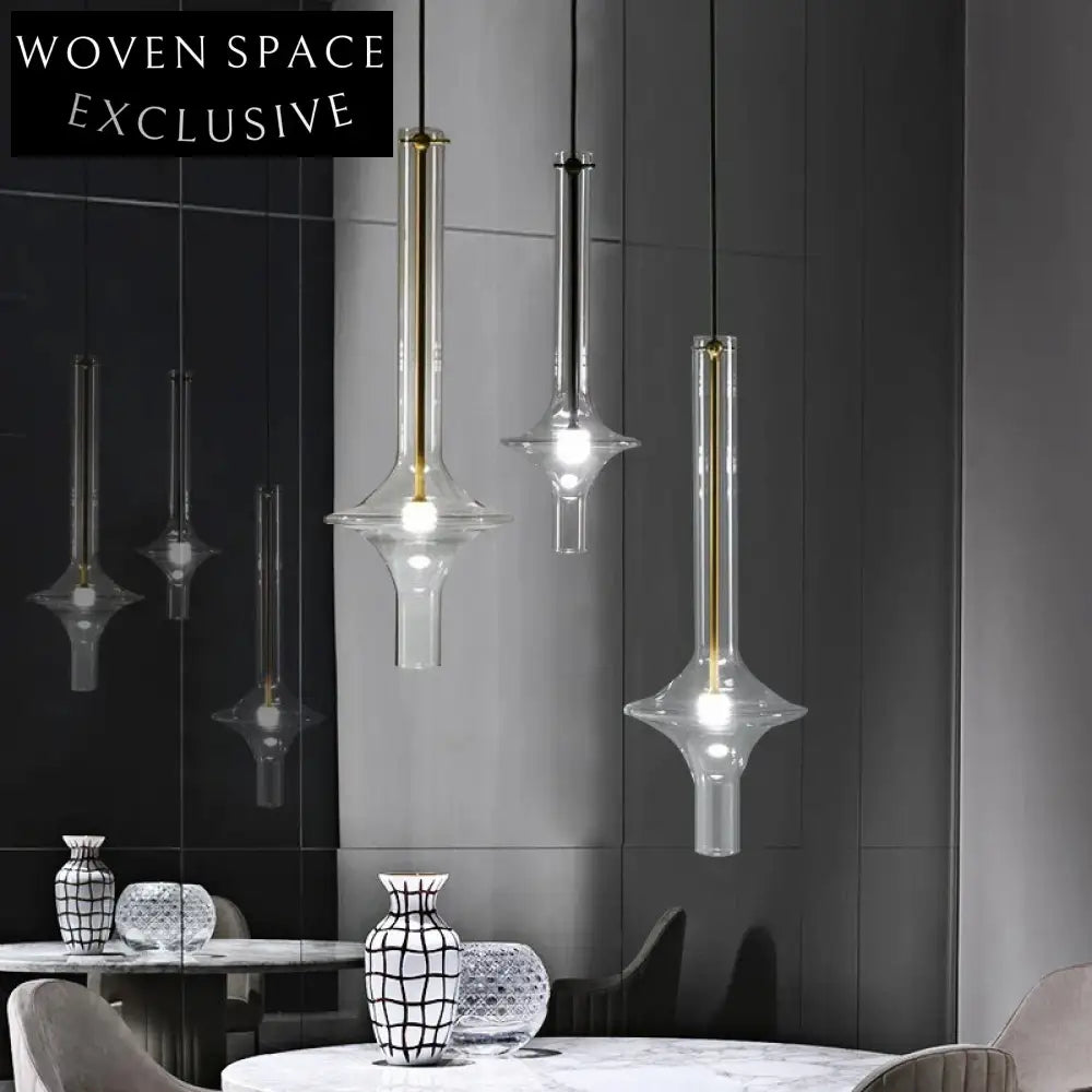 Nordic Modern Clear Glass Pendant Lighting for Dining Room, Living Space Chandelier
