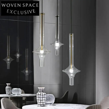 Nordic Modern Clear Glass Pendant Lighting for Dining Room, Living Space Chandelier