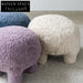 Nordic Modern Cube Fur Stool, Round Small Ottoman with 4 Wooden Legs