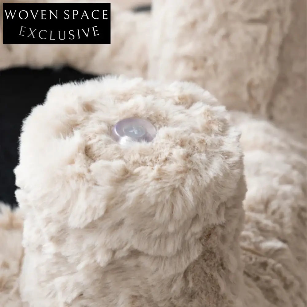 Nordic Modern Cube Fur Stool, Round Small Ottoman with 4 Wooden Legs