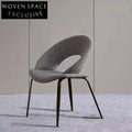 Nordic Modern Curved Back Dining Chair with Sleek Metal Legs, Comfortable Seating