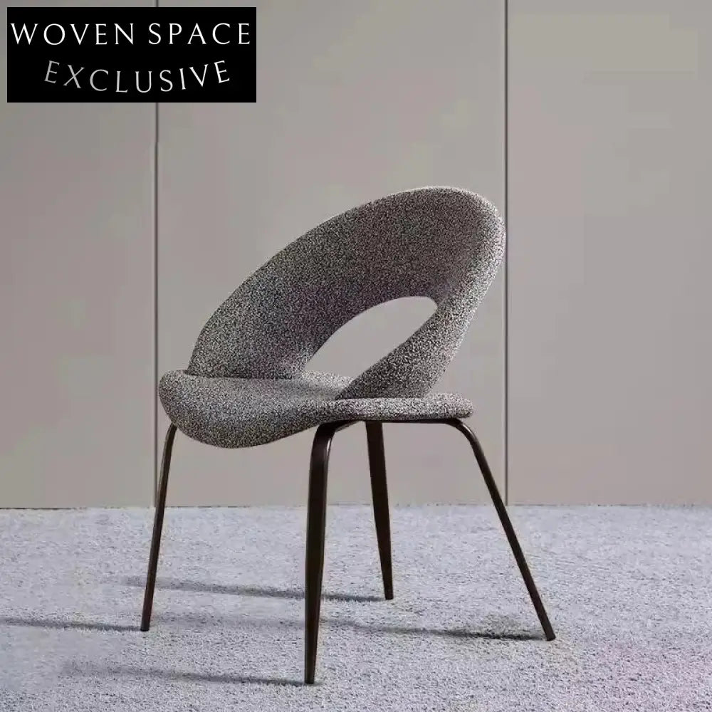 Nordic Modern Curved Back Dining Chair with Sleek Metal Legs, Comfortable Seating