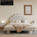Nordic Modern Double Bed Frame with Unique Petal Gear Wheel Headboard