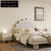 Nordic Modern Double Bed Frame with Unique Petal Gear Wheel Headboard
