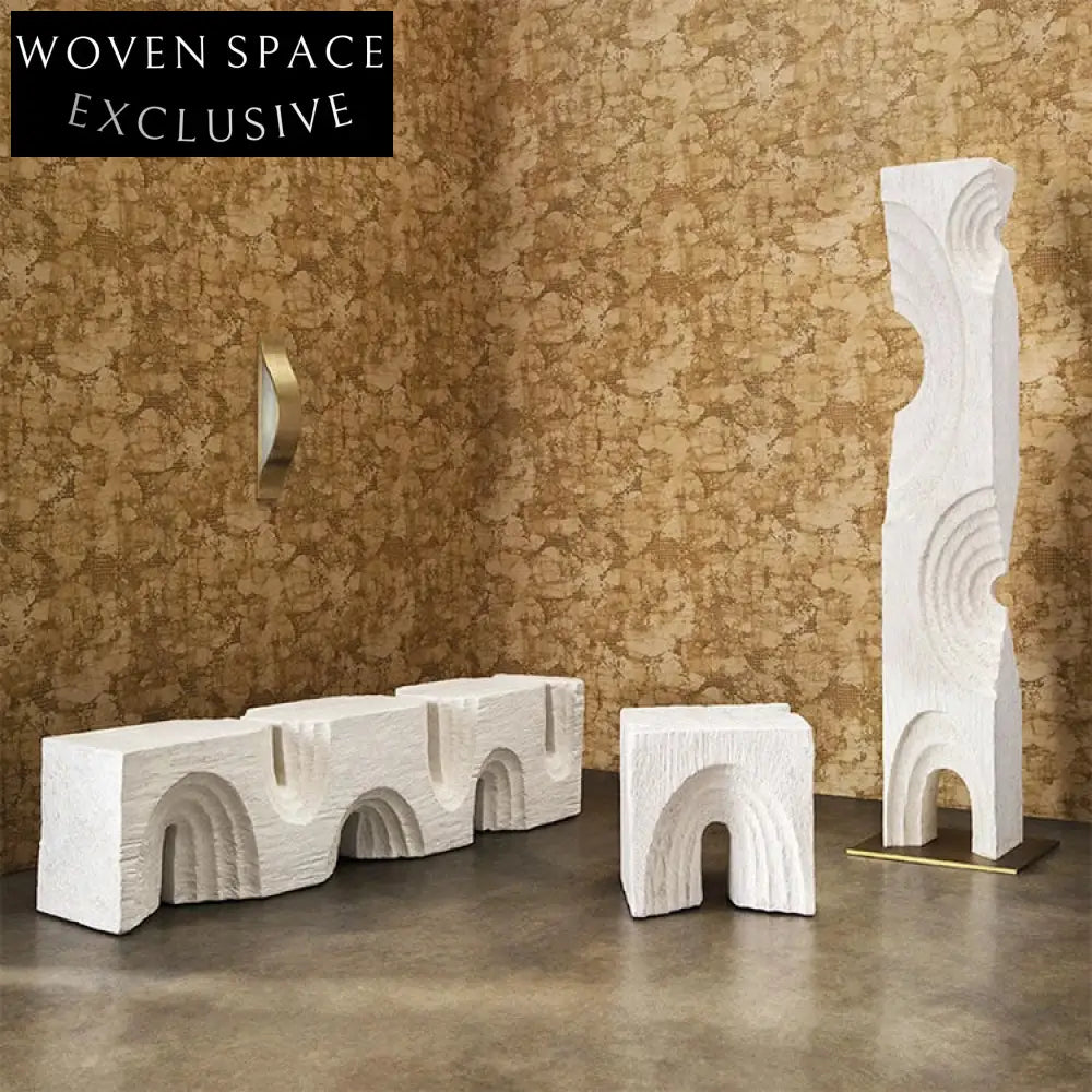 Nordic Modern Hand Carved White Solid Wood Home Decor Art Piece