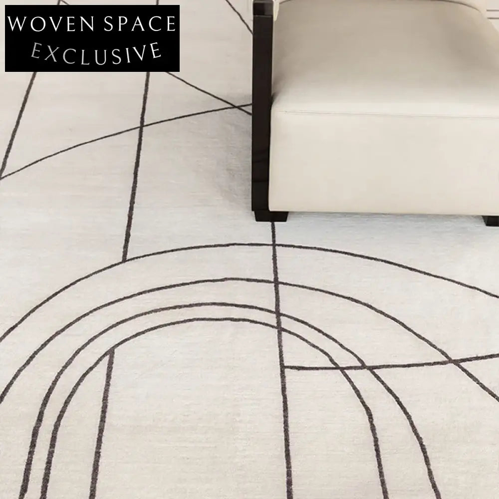 Nordic Modern Handmade Geometric Stripe Polyester Area Rug for Bedroom & Living Room