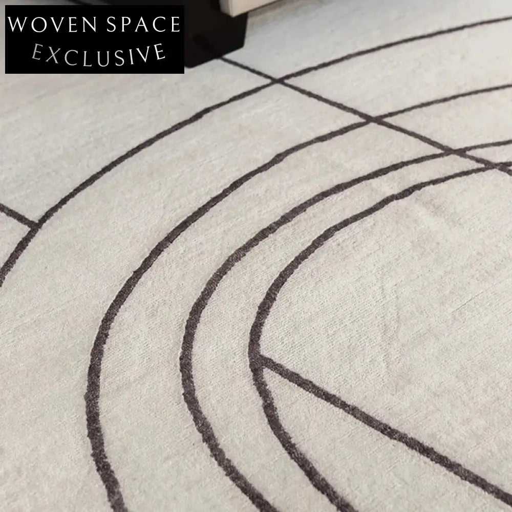 Nordic Modern Handmade Geometric Stripe Polyester Area Rug for Bedroom & Living Room