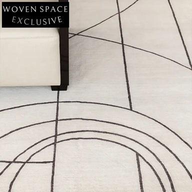 Nordic Modern Handmade Geometric Stripe Polyester Area Rug for Bedroom & Living Room