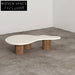 Nordic Modern Irregular Oval Low Height Wood Beige Living Room Coffee Table