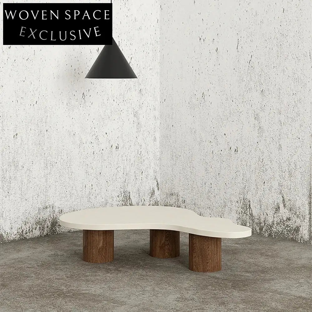 Nordic Modern Irregular Oval Low Height Wood Beige Living Room Coffee Table