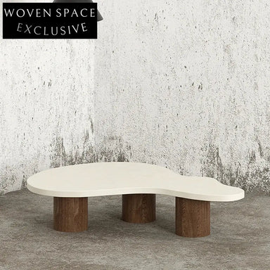 Nordic Modern Irregular Oval Low Height Wood Beige Living Room Coffee Table