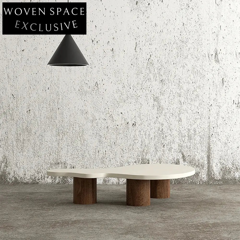 Nordic Modern Irregular Oval Low Height Wood Beige Living Room Coffee Table