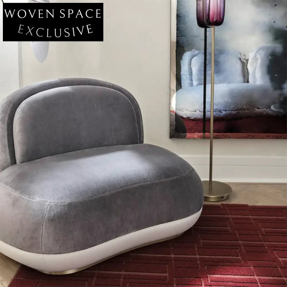 Nordic Modern Leisure Curved Velvet Fabric Single Living Room Sofa